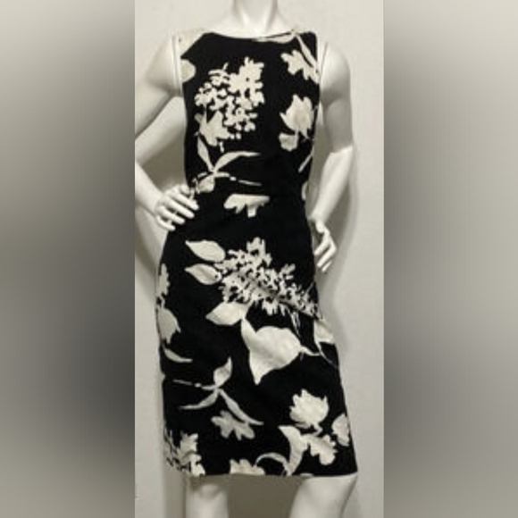 Talbots Dresses & Skirts - Talbots Black/White Tropical Floral Print Criss-cross Back Dress Size 6